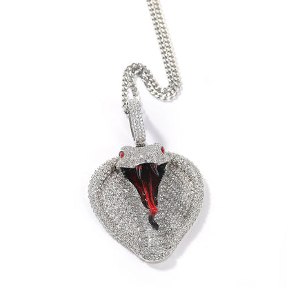 Hip Hop Cobra Copper Inlaid Zircon Pendant