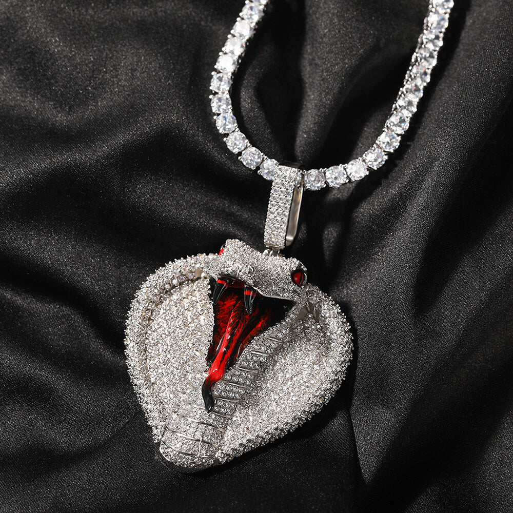 Hip Hop Cobra Copper Inlaid Zircon Pendant