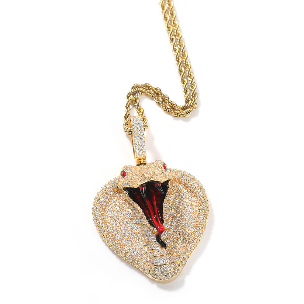 Hip Hop Cobra Copper Inlaid Zircon Pendant