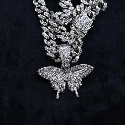 Hip Hop Cuban Chain Butterfly Pendant
