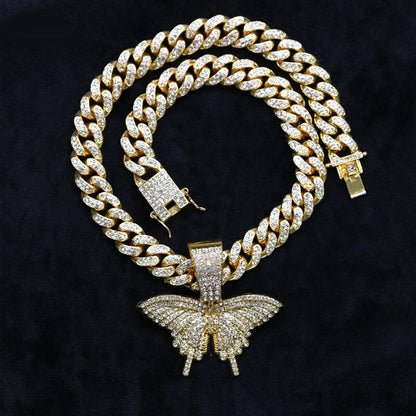 Hip Hop Cuban Chain Butterfly Pendant