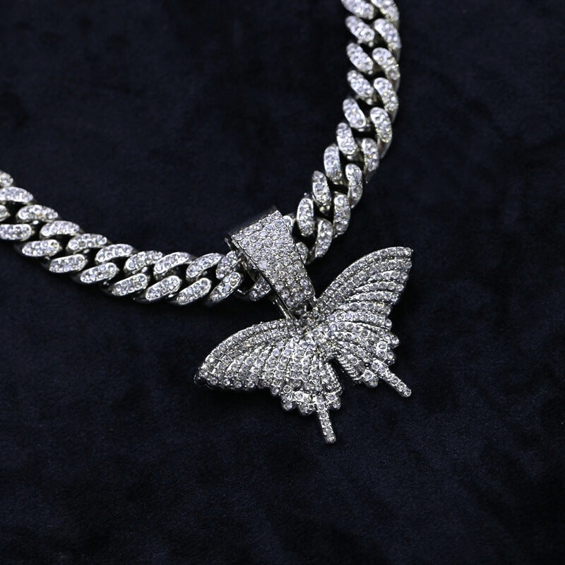 Hip Hop Cuban Chain Butterfly Pendant