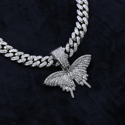 Hip Hop Cuban Chain Butterfly Pendant