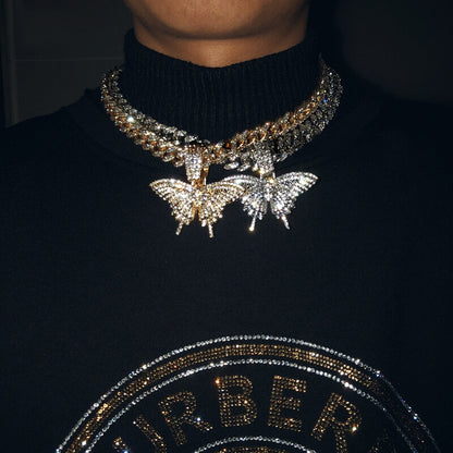 Hip Hop Cuban Chain Butterfly Pendant