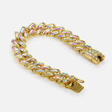 Hip Hop Cuban Chain Colorful Rhinestone Bracelet