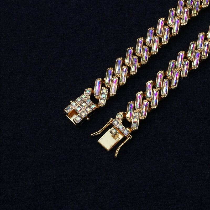 Hip Hop Cuban Chain Colorful Rhinestone Necklace