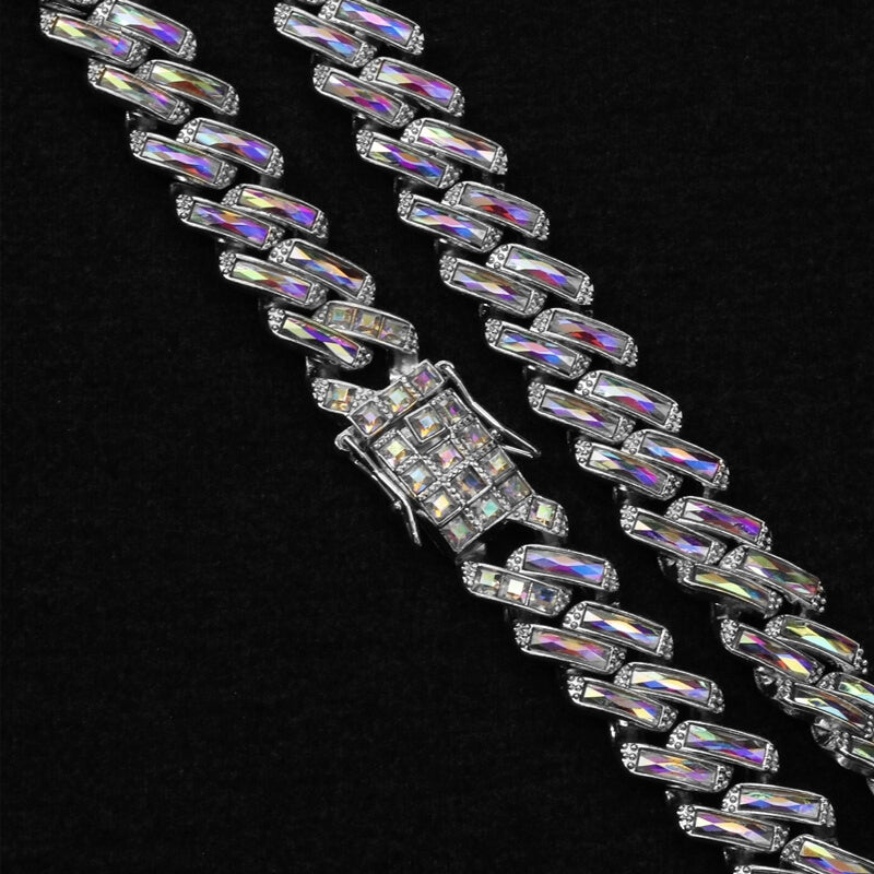Hip Hop Cuban Chain Colorful Rhinestone Necklace