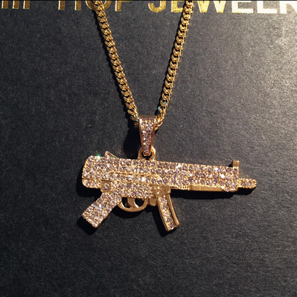 Hip Hop Gun Micro Zircon Pendant01 | iceremix.com