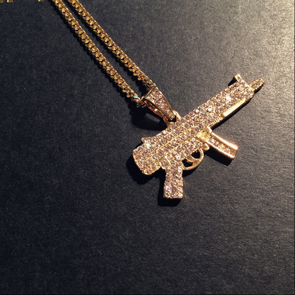 Hip Hop Gun Micro Zircon Pendant04 | iceremix.com