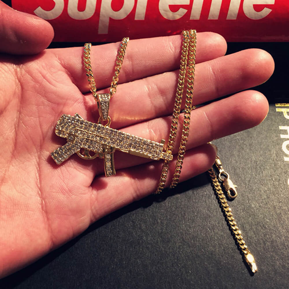 Hip Hop Gun Micro Zircon Pendant