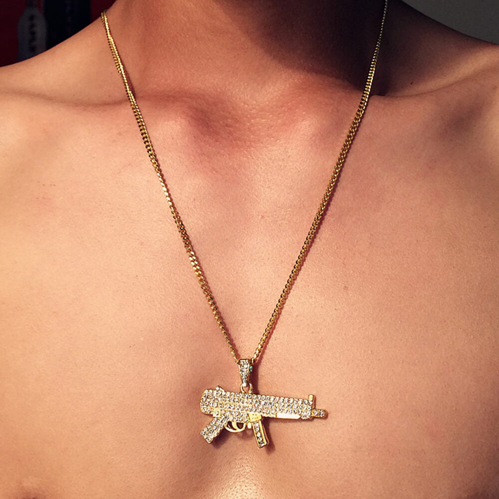 Hip Hop Gun Micro Zircon Pendant02 | iceremix.com