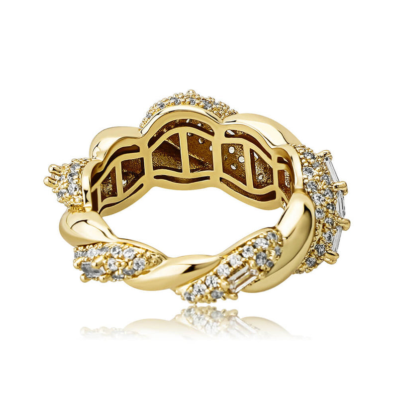 Hip Hop Micro Inlaid Twisted Zircon Ring