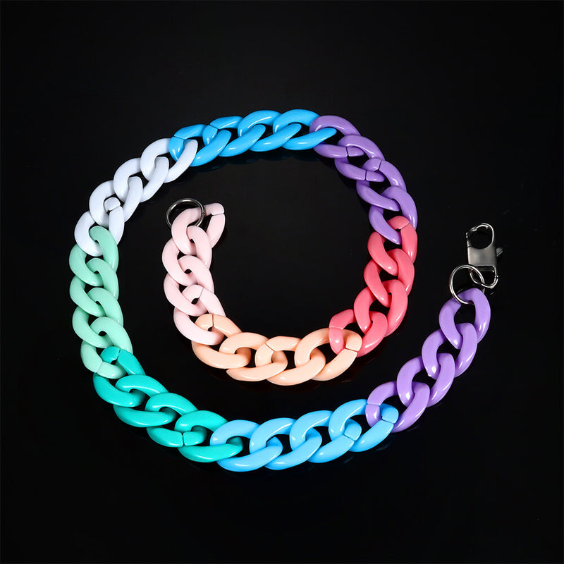 Hip Hop Rainbow Acrylic Cuban Chain Necklace
