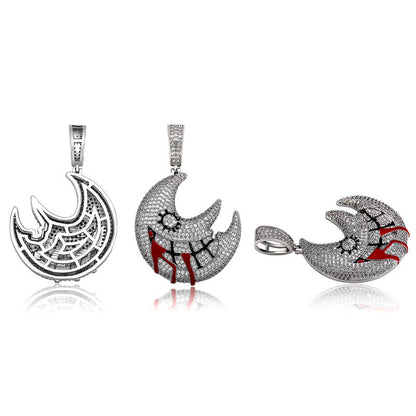 Hip Hop Wacky Moon Inlaid Zircon Pendant