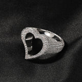 Hollow Heart Zircon Hip Hop Ring