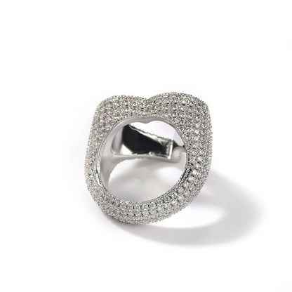 Hollow Heart Zircon Hip Hop Ring