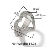 Hollow Heart Zircon Hip Hop Ring