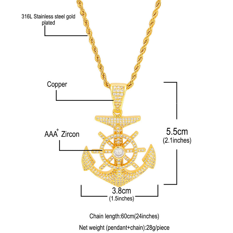 Iced Anchor And Rudder Pendant