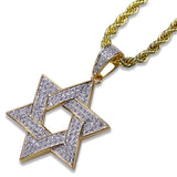 Iced Star of David Micro Paved Pendant in Gold