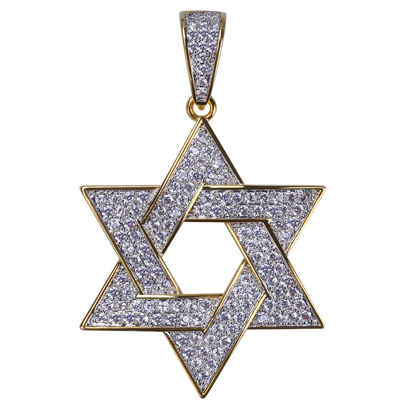 Iced Star of David Micro Paved Pendant in Gold
