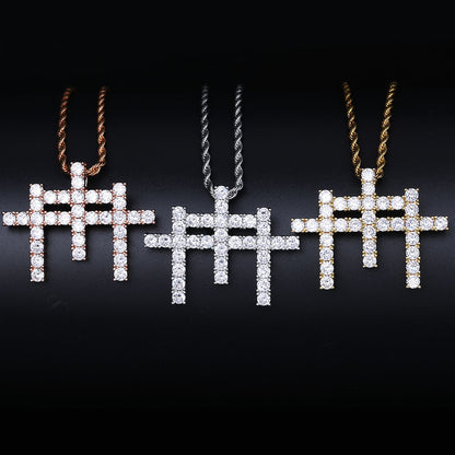 Iced Triple Cross Pendant