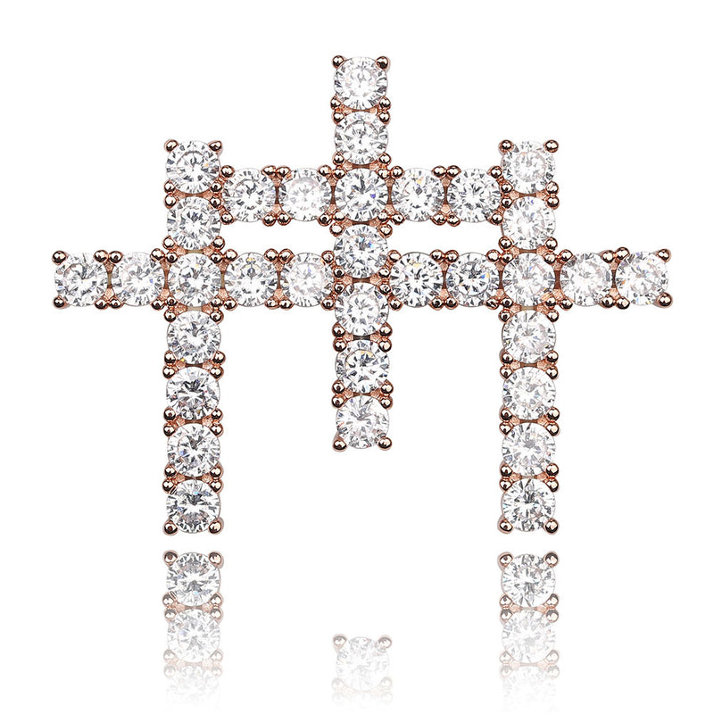 Iced Triple Cross Pendant