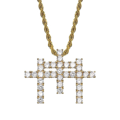 Iced Triple Cross Pendant