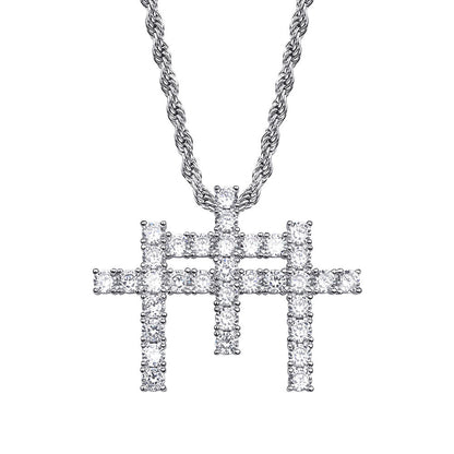 Iced Triple Cross Pendant