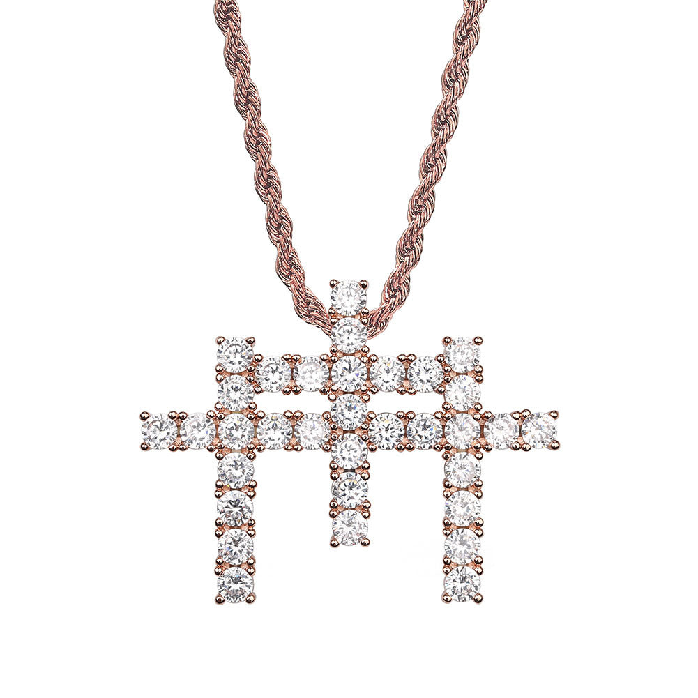 Iced Triple Cross Pendant