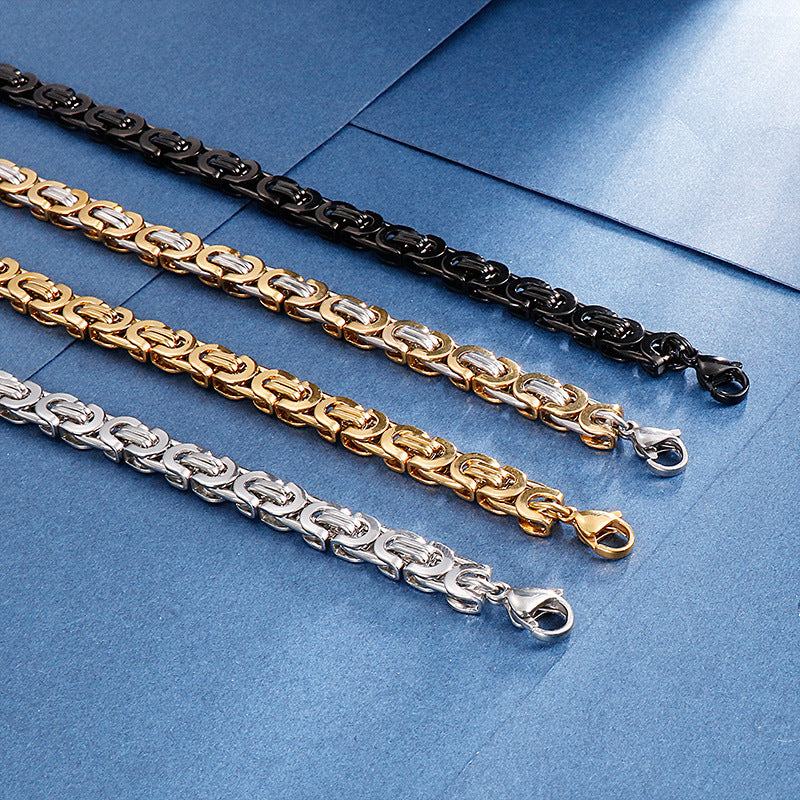 Multi-Size Stainless Steel Byzantine Bracelet