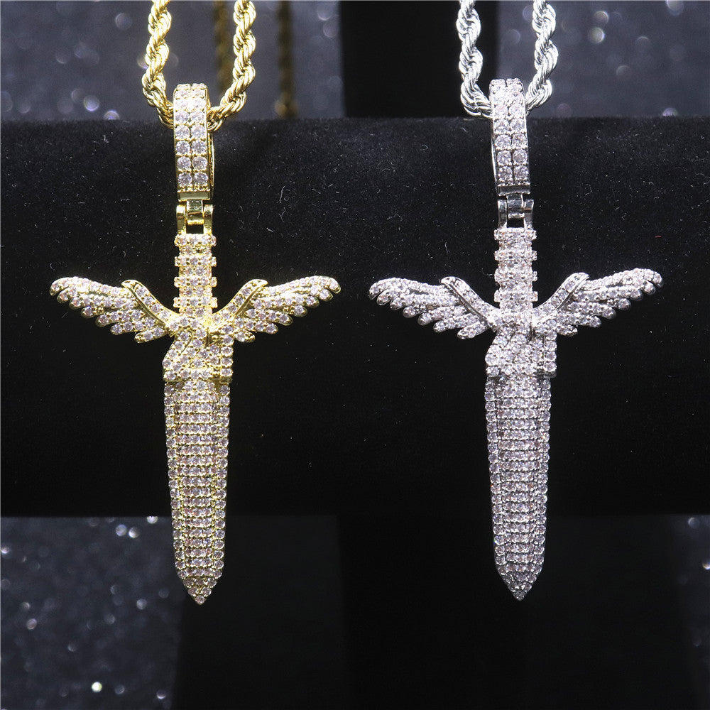 Iced Flying Wings Sword Pendant