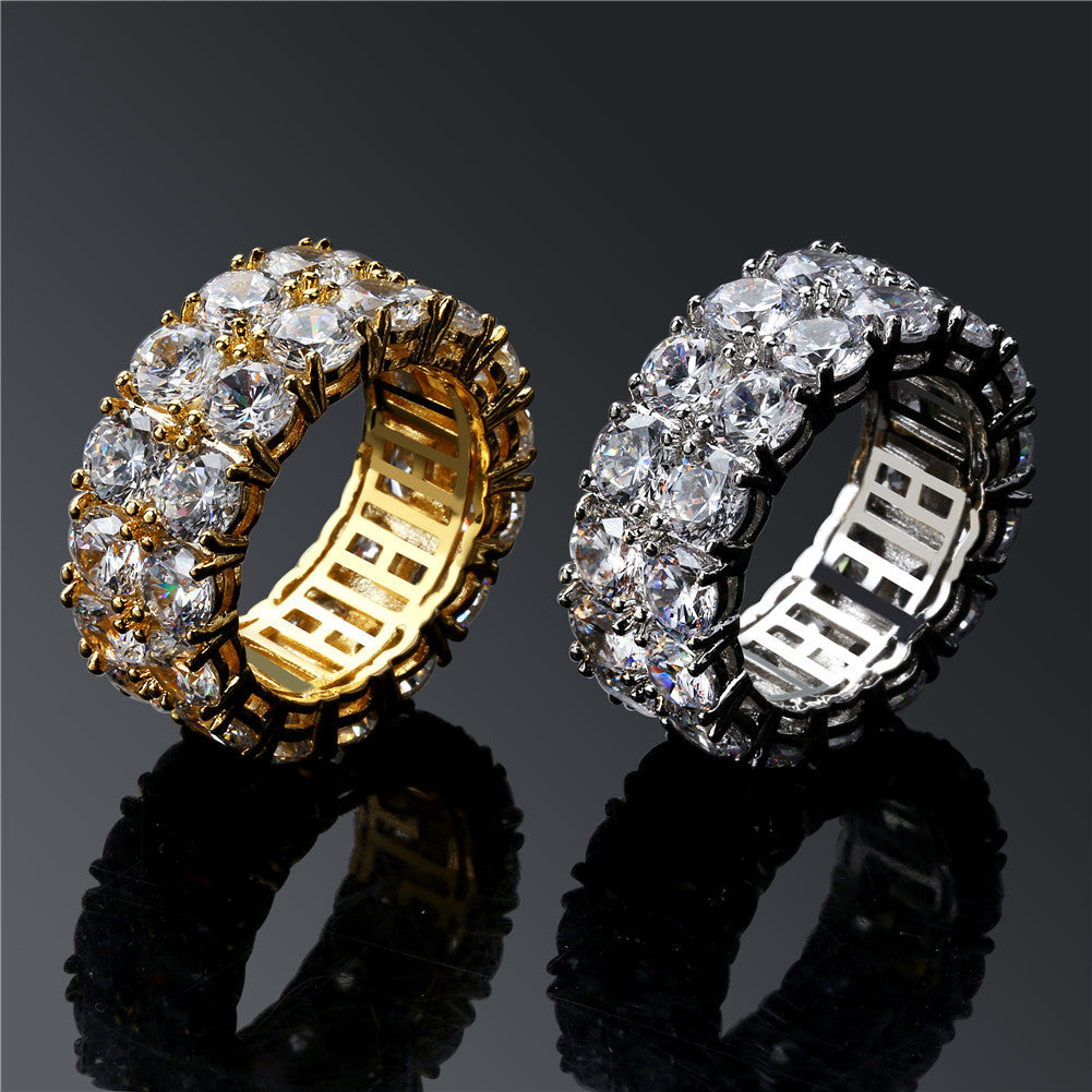 Iced Double Rows Gems Hip Hop Ring