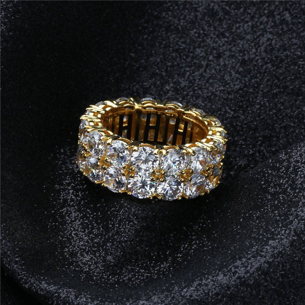 Iced Double Rows Gems Hip Hop Ring