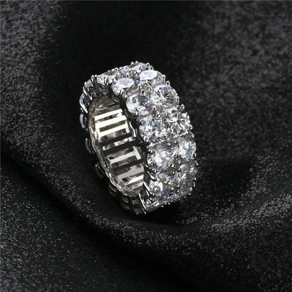 Iced Double Rows Gems Hip Hop Ring