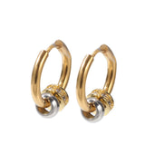 Men's Charm Beads Hip Hop Hoop Earrings in Gold