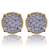 Iced Round Cut Stud Earrings in Gold