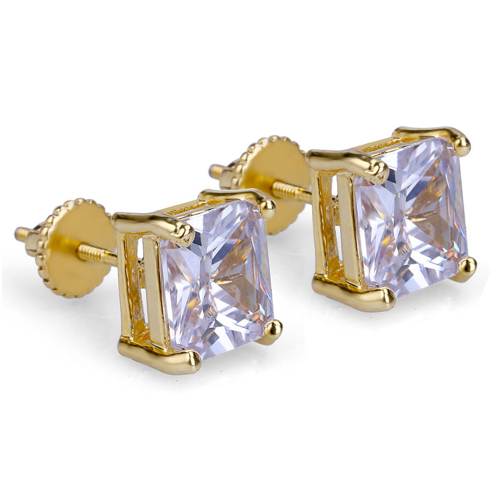 Radiant Cut Huge Gem Stud Earring