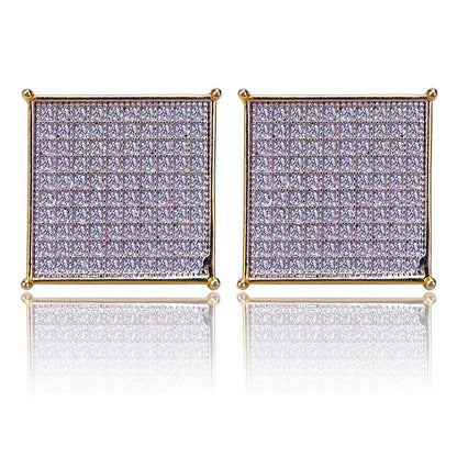 Iced Densely Paved Square Stud Earrings