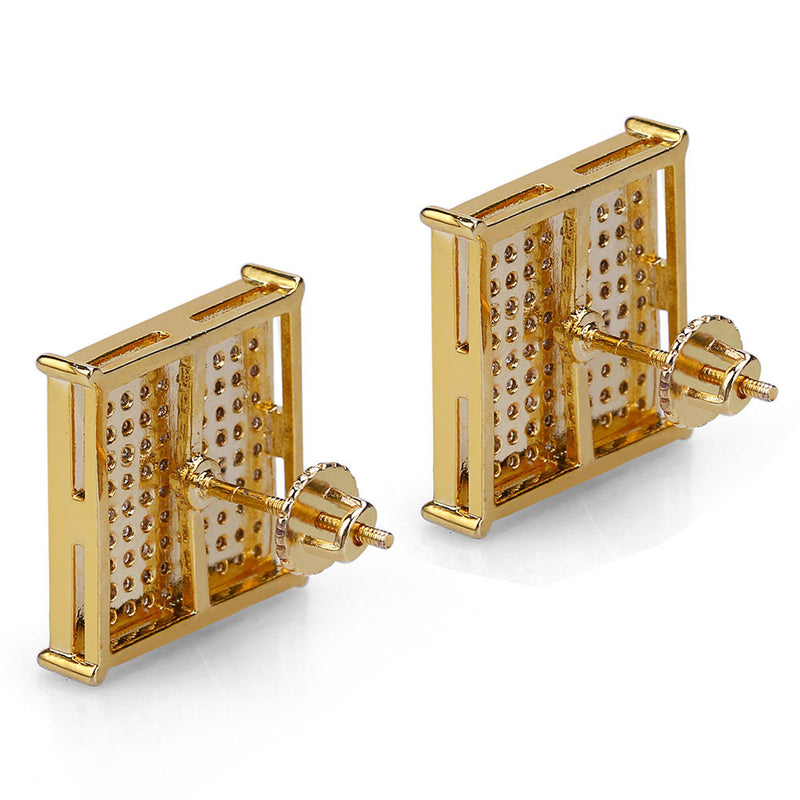 Iced Densely Paved Square Stud Earrings