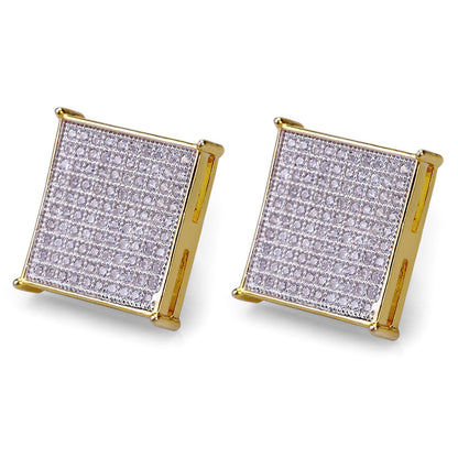 Iced Densely Paved Square Stud Earrings