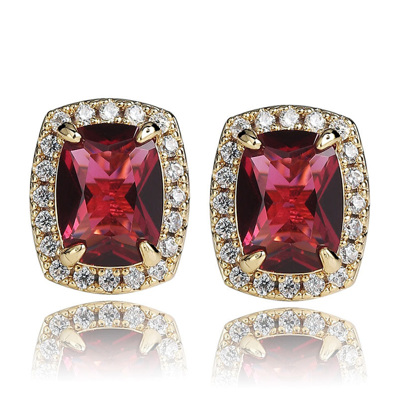 HipHop Huge Gem Cusion Cut Stud Earrings