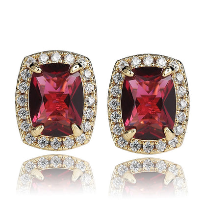 HipHop Huge Gem Cusion Cut Stud Earrings