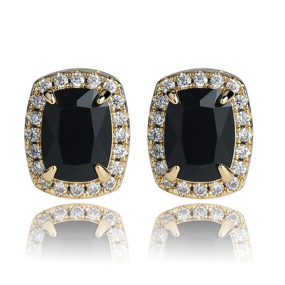 HipHop Huge Gem Cusion Cut Stud Earrings