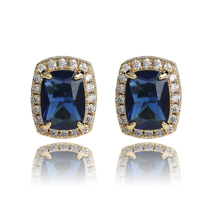 HipHop Huge Gem Cusion Cut Stud Earrings