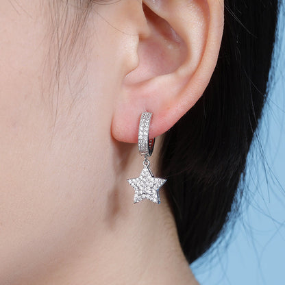 Five Pointed Dangle Hoop Earrings