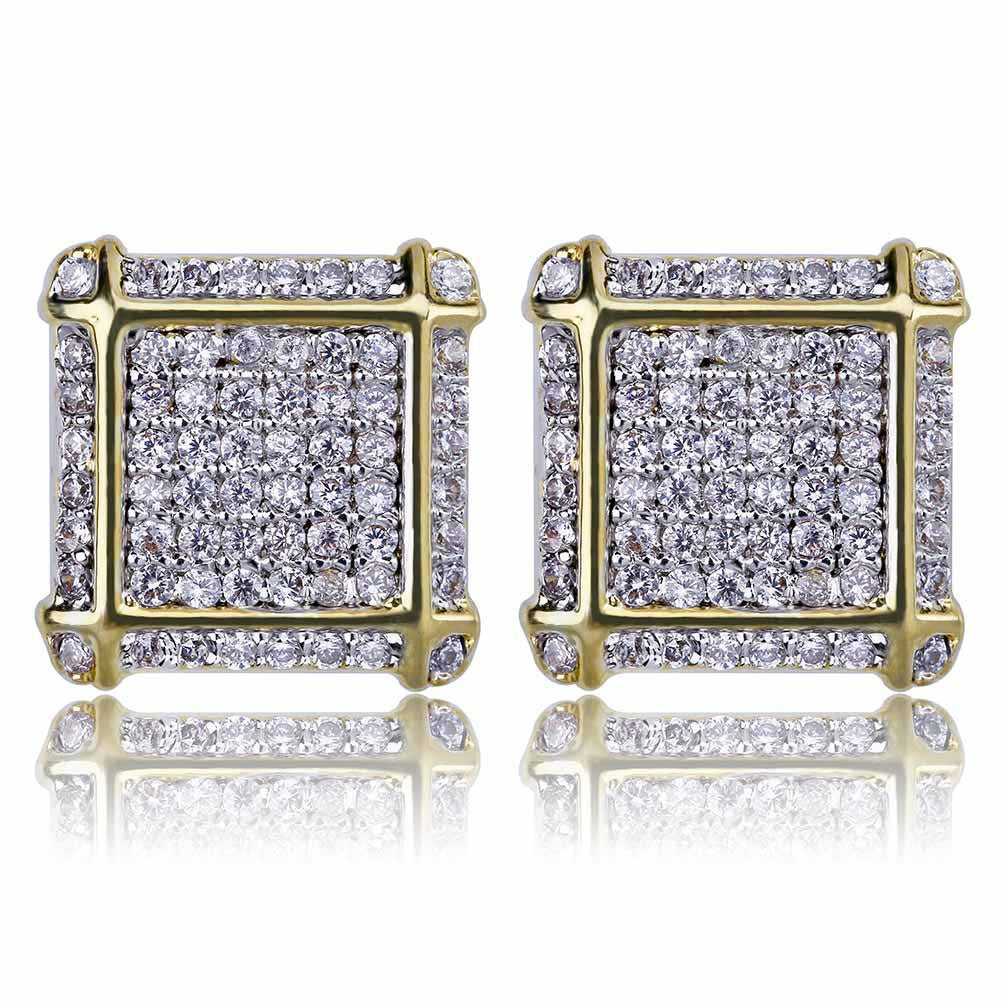 Micro Diamond Paved Hip Hop Stud Earrings