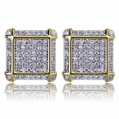 Micro Diamond Paved Hip Hop Stud Earrings