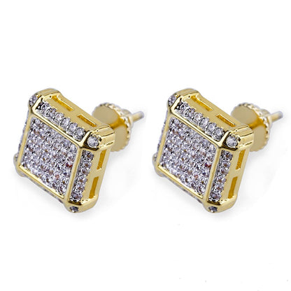 Micro Diamond Paved Hip Hop Stud Earrings