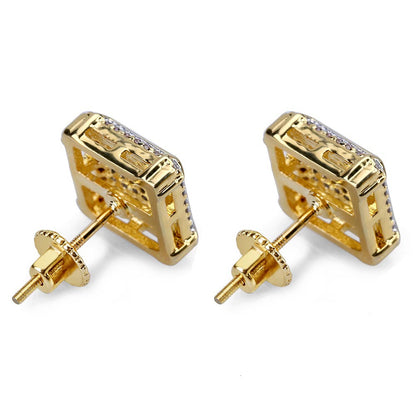 Micro Diamond Paved Hip Hop Stud Earrings