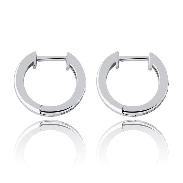 Iced Hip Hop Silver Hoop Earrings